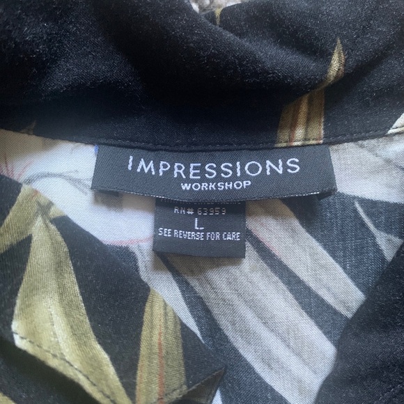 Impressions Black and Green Floral Button Down Dress - Picture 3 of 5